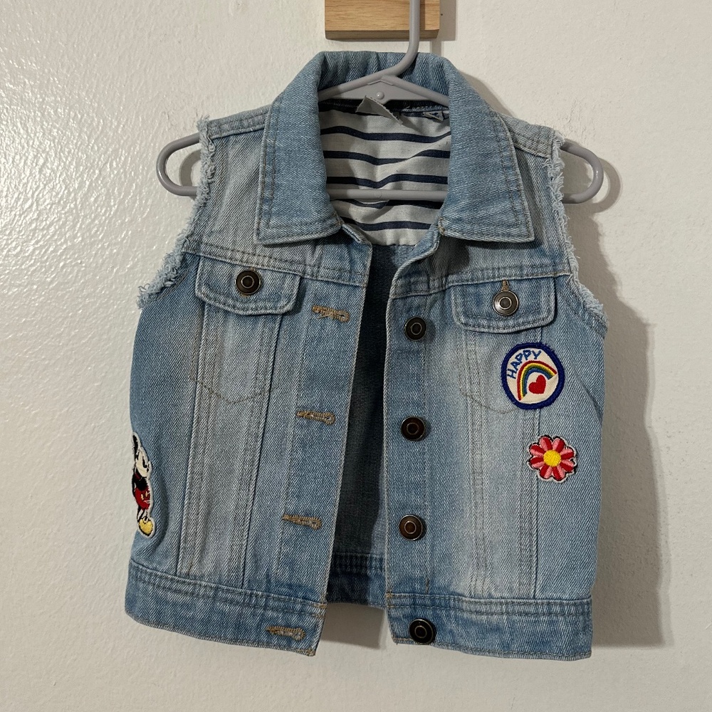 Junk Food Disney Jean Denim Vest Patches XS